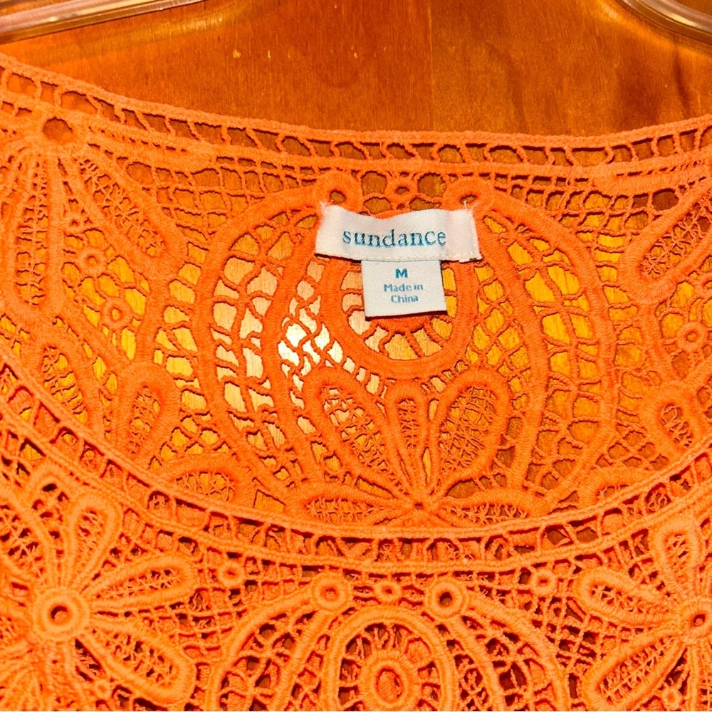 Sundance Amira orange crochet cotton sleeveless dress size M medium - Picture 4 of 5